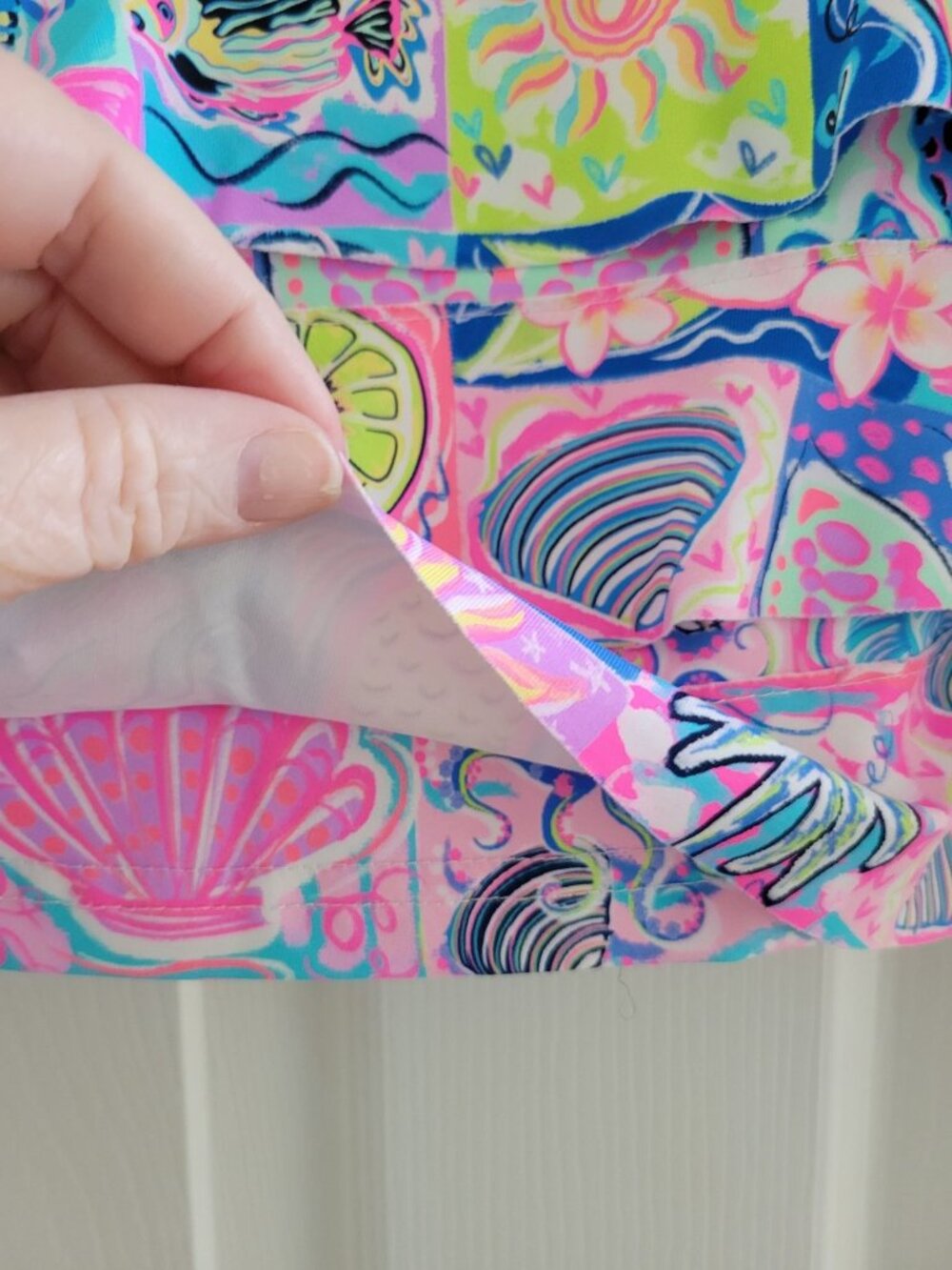 Lulu B Pink Blue Cha Cha Ruffled Skort Plus size 1X Block Print UPF 50 Beach - Picture 5 of 7
